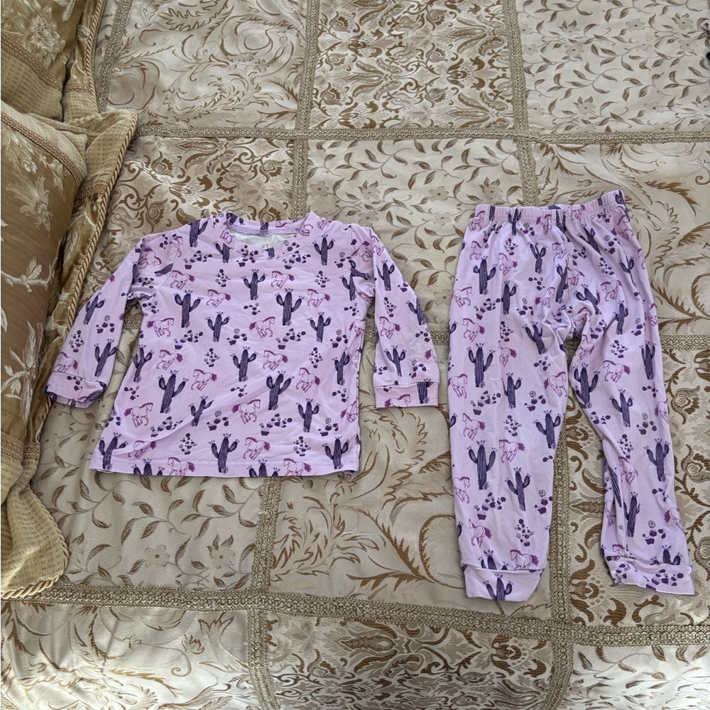 Girls Pajama Set in Lavender Cactus Print